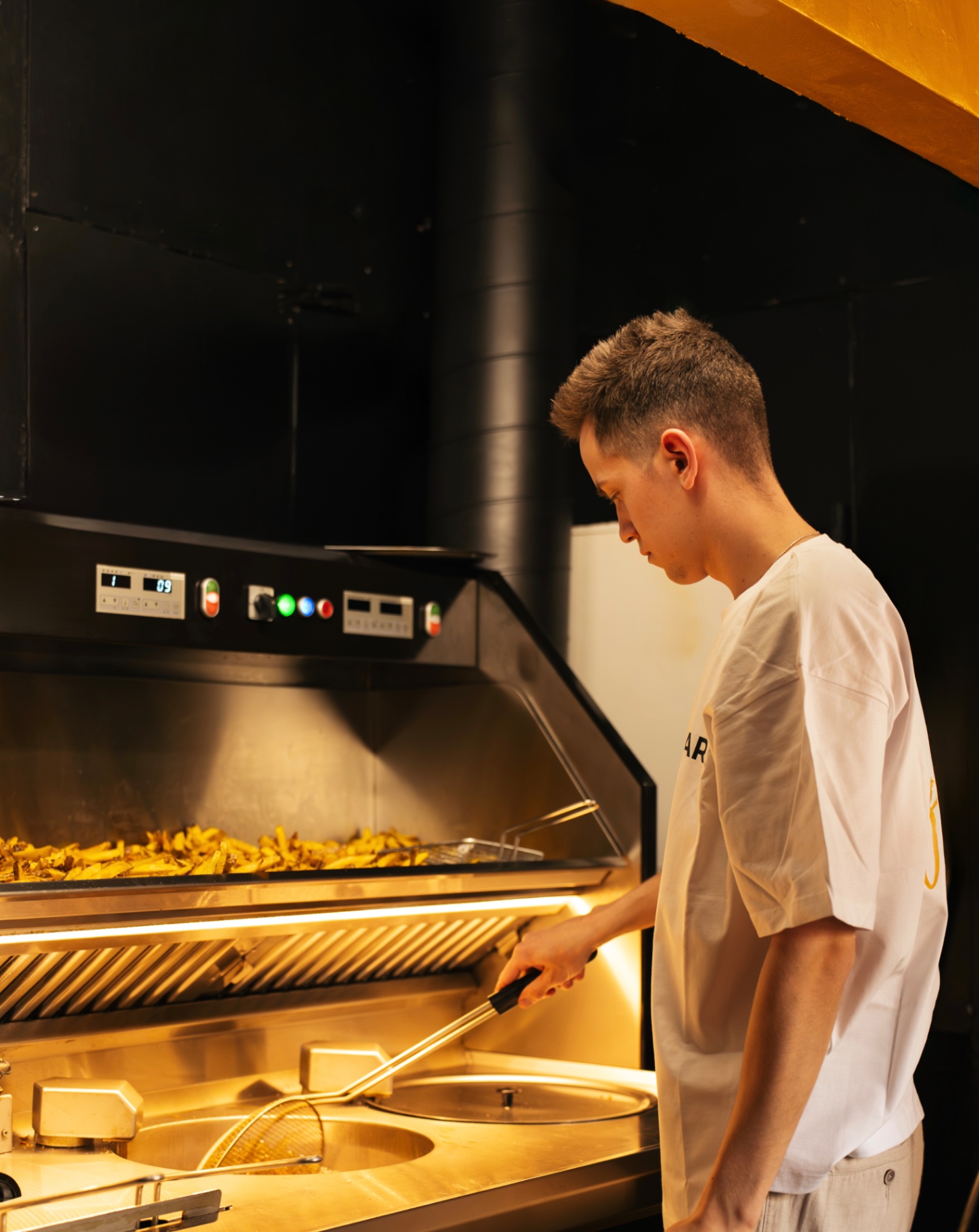 Fries fresh out of the fryer